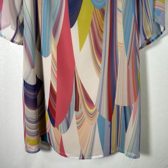 Trina Turk Amaris Rainbow Reflections Off Shoulder Shift Dress Womens Sz 2 NEW - Picture 12 of 16